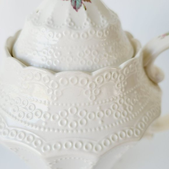 Vintage Spode's Jewel Billingsley Rose Pink Coffee Pot Embossed Lace Pattern - Picture 6 of 12